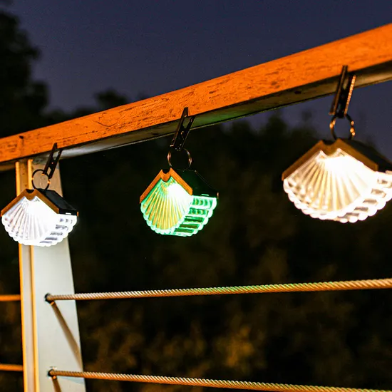 Solar Folding Fan Shaped Chandelier with Clip Outdoor Waterproof Garden Light Solar Fan Shaped Wall Light