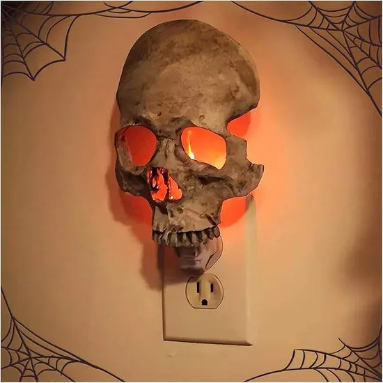 Resin Halloween Skeleton Night Light for Halloween Party Home Decor