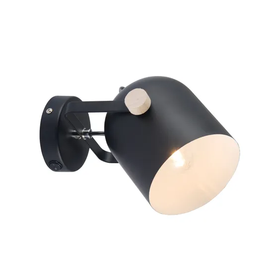 Metal Material & Wood Wall Lamp White/Black Color E27 Spot Wall Light for Home Decoration