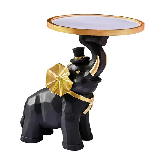 Creative Light Resin Elephant Tray Statues Storage Tray Coffee Table Decoration 