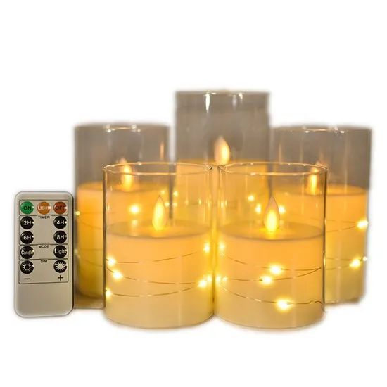 Remote Control Acrylic Flickering Flameless Candles Set Decorative Electric Plastic LED Light Candle 