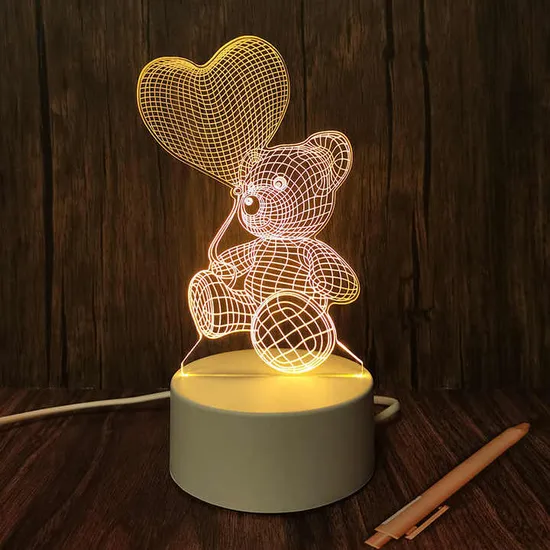 Cute Table Lamp Custom 3D Acrylic Engraved 3 Colors LED Night Light Decoration LED Lamp Christmas Gifts Night Lamp Gift for Kids 