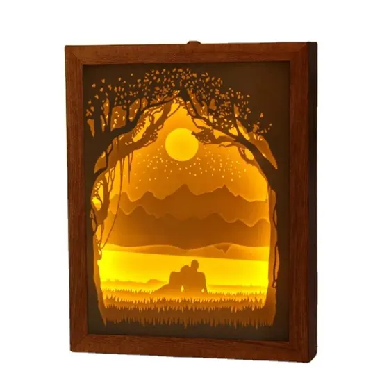 Christmas Art Decoration 3D Paper Carving Light 