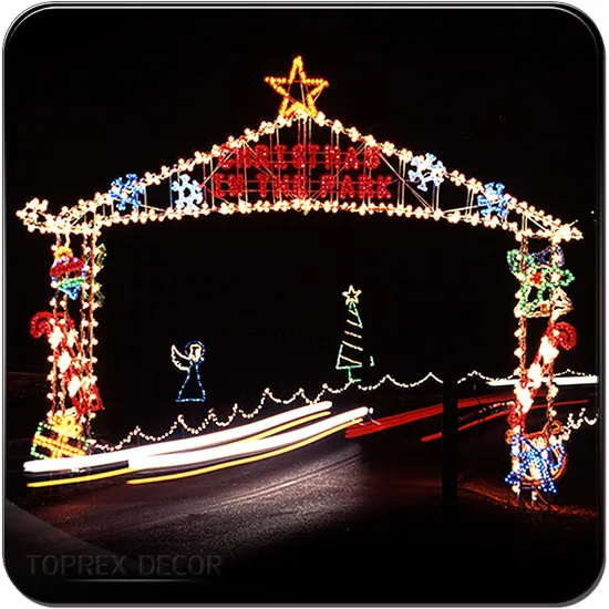 Toprex Decor Weatherproof Lighting Decor LED 3D Star Motif Wooden Christmas Light Arch for Holiday Decoration 