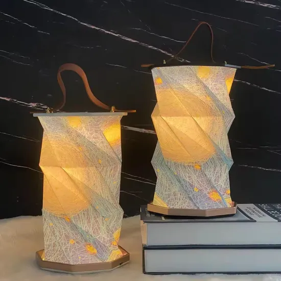 Christmas Gifts ODM OEM Customized Foldable Paper Table Lamp Paper Lantern Lights Dimmable Folding Decorative Light Battery Rotating Lamps 