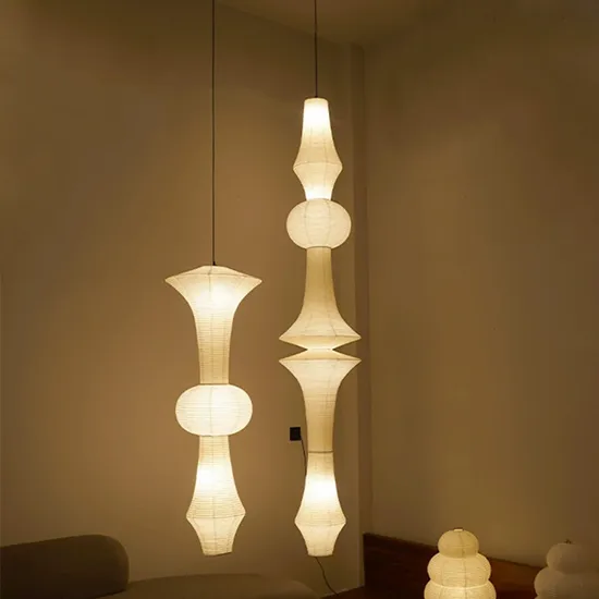 Modern Designer Handmade Paper Lamps Minimalist Pendant Lights for Living Room Bedroom Cafe Lighting (WH