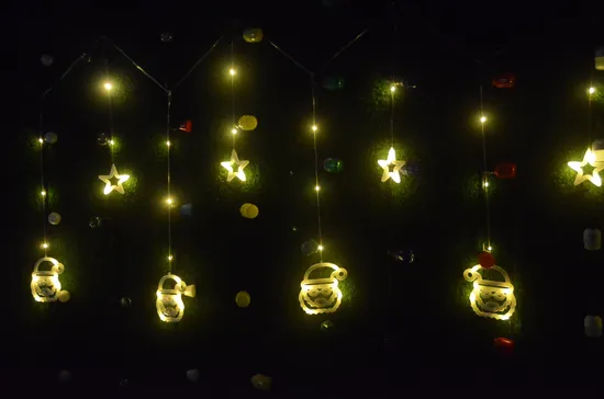 LED Curtain Warm Light Pendant The Moon and The Stars Element Decoration Light 