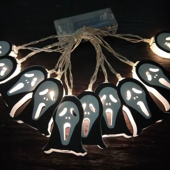 Hkh Festival Event Party Supplies Chainsaw Zombie Killer Bloody Horror Halloween Printing Metal LED Light Chain 