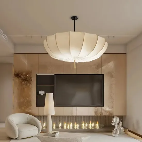 Living Dining Room Teahouse Bedroom Lamp Home Decor Hanging Luminaires Vintage Paper Umbrella Design Cloth Pendant Lights (WH