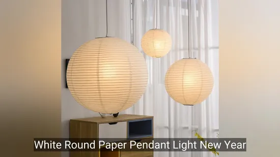 White Round Paper Pendant Light New Year Hanging Paper Lantern Chinese Japanese Lampshade Paper Ceiling Lamps for Home Decor 