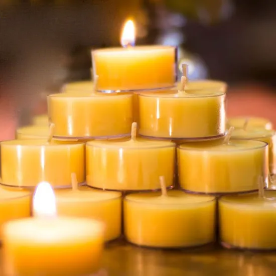 Wholesale Cheap Home Decorative Non Toxic Eco Friendly Healthy Protection Custom Small Rustic Blessed Organic Natural Pure Beeswax Tea Lights Tealight Candles 