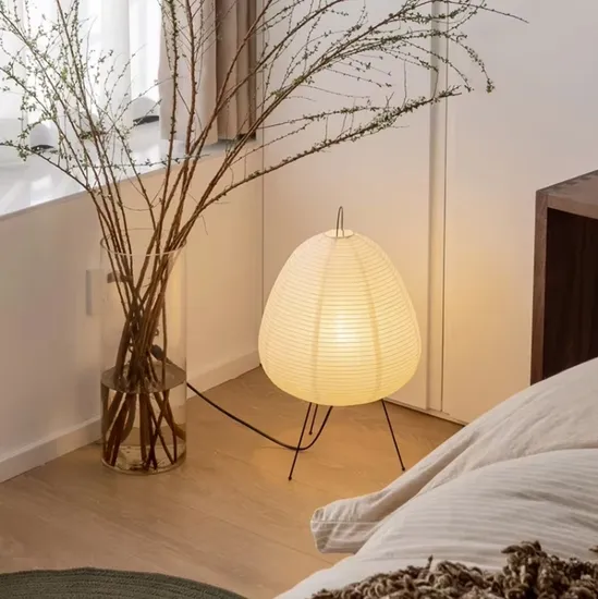 Minimalist Akari Noguchi Yong Lamp LED E27 Japanese Vintage Rice Paper Standing Light Bedroom Living Room 