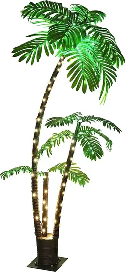 Yc 0.6m 1.2m 1.8m 2.3m Tropical Palm Tree Light Artificial Coconut Tree Light for Outdoor Terrace Courtyard Party Swimming Pool Decoration 